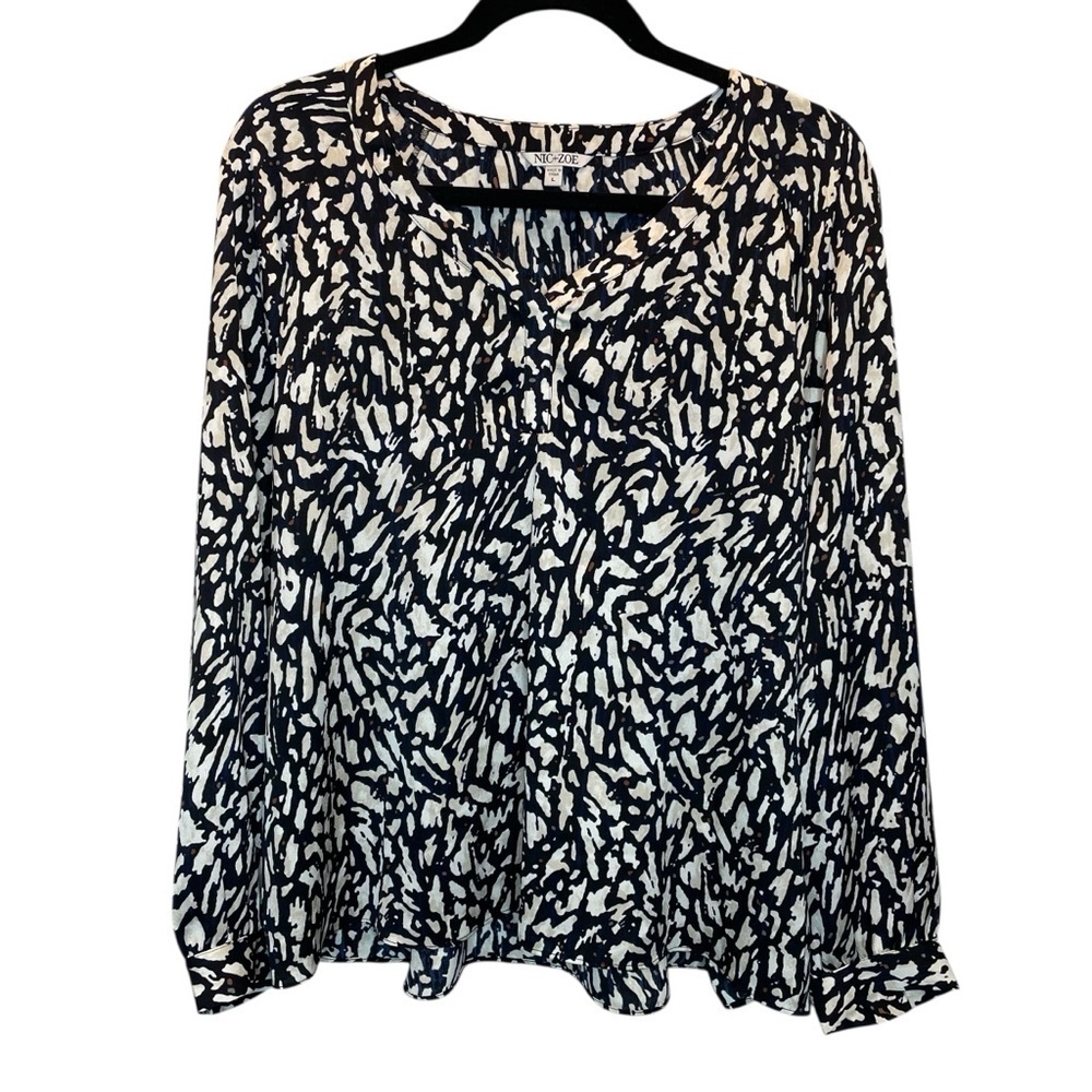 NIC + ZOE Women's Textured Night Top Black Multi Large EUC